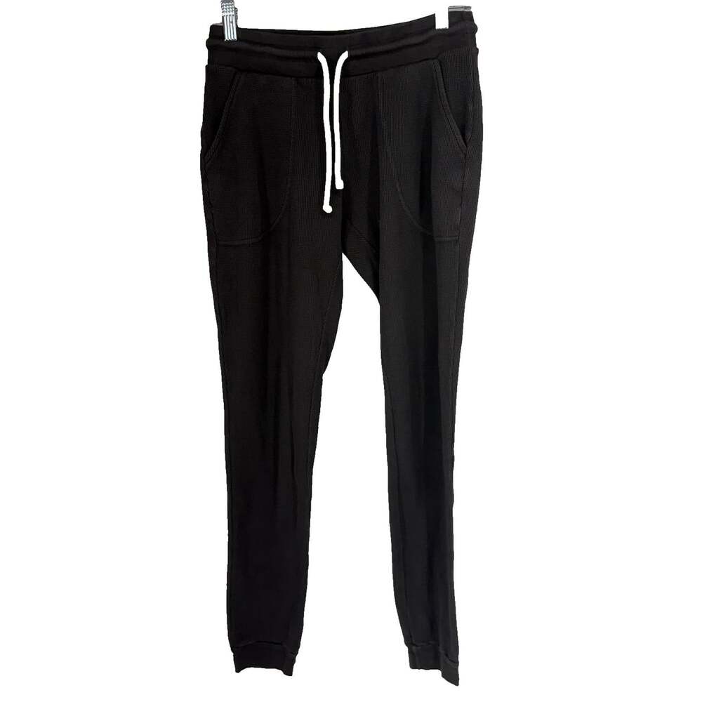 Mate the Label Women S Waffle Knit Jogger Pant Thermal Dark Gray Organic Cotton